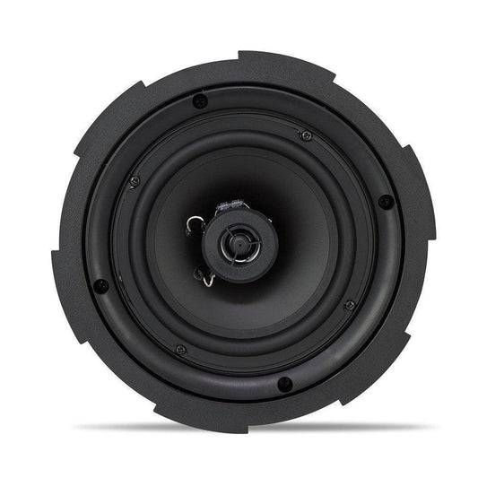 Black 6.5" Current Audio in-ceiling speaker with a round frame and central tweeter.