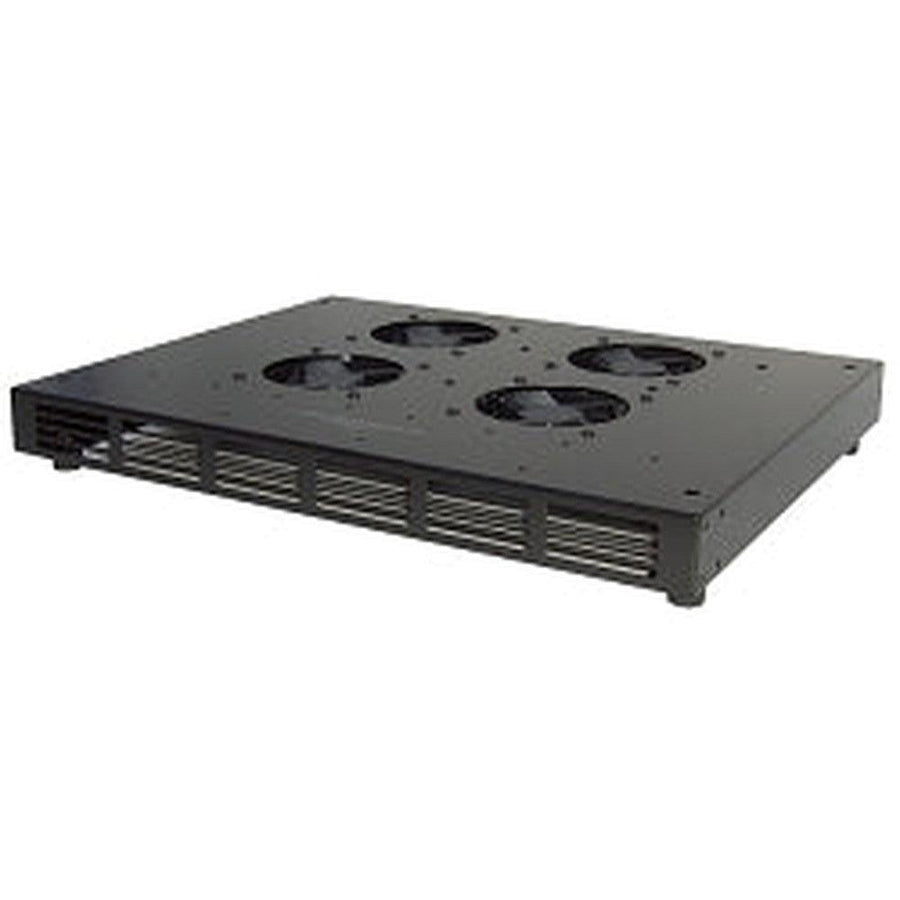Black Cool Components 4 Fan Cooling System for home theater equipment, with side vents.