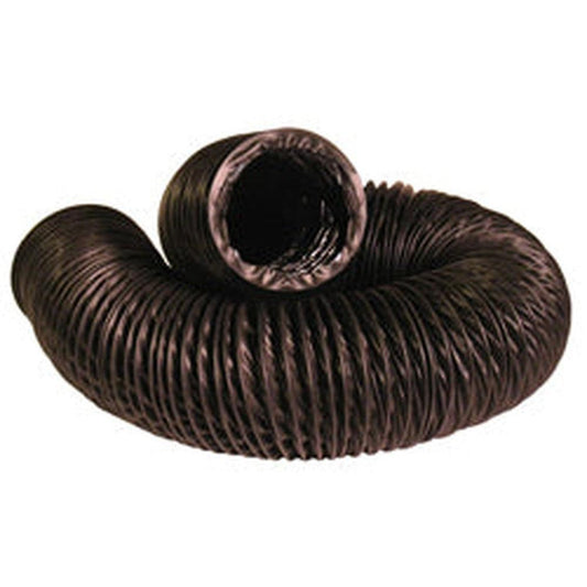 Black, flexible 3" PVC duct tubing, coiled for HVAC ventilation.