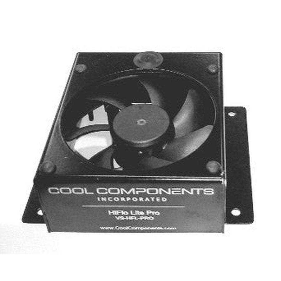 Black Hiflo Lite Single Fan unit with a 92mm fan, "COOL COMPONENTS" logo, and mounting brackets.