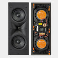 Black JBL Stage Series 260W 6.5" in-wall speaker, front view with grille and internal components exposed.