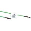 Green luminous fiberglass rod with female threaded ends and a product label.