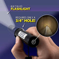 Black LSDi Wall Eye Mini periscope viewer with built-in LED flashlight, held in hand, showing cavity view.